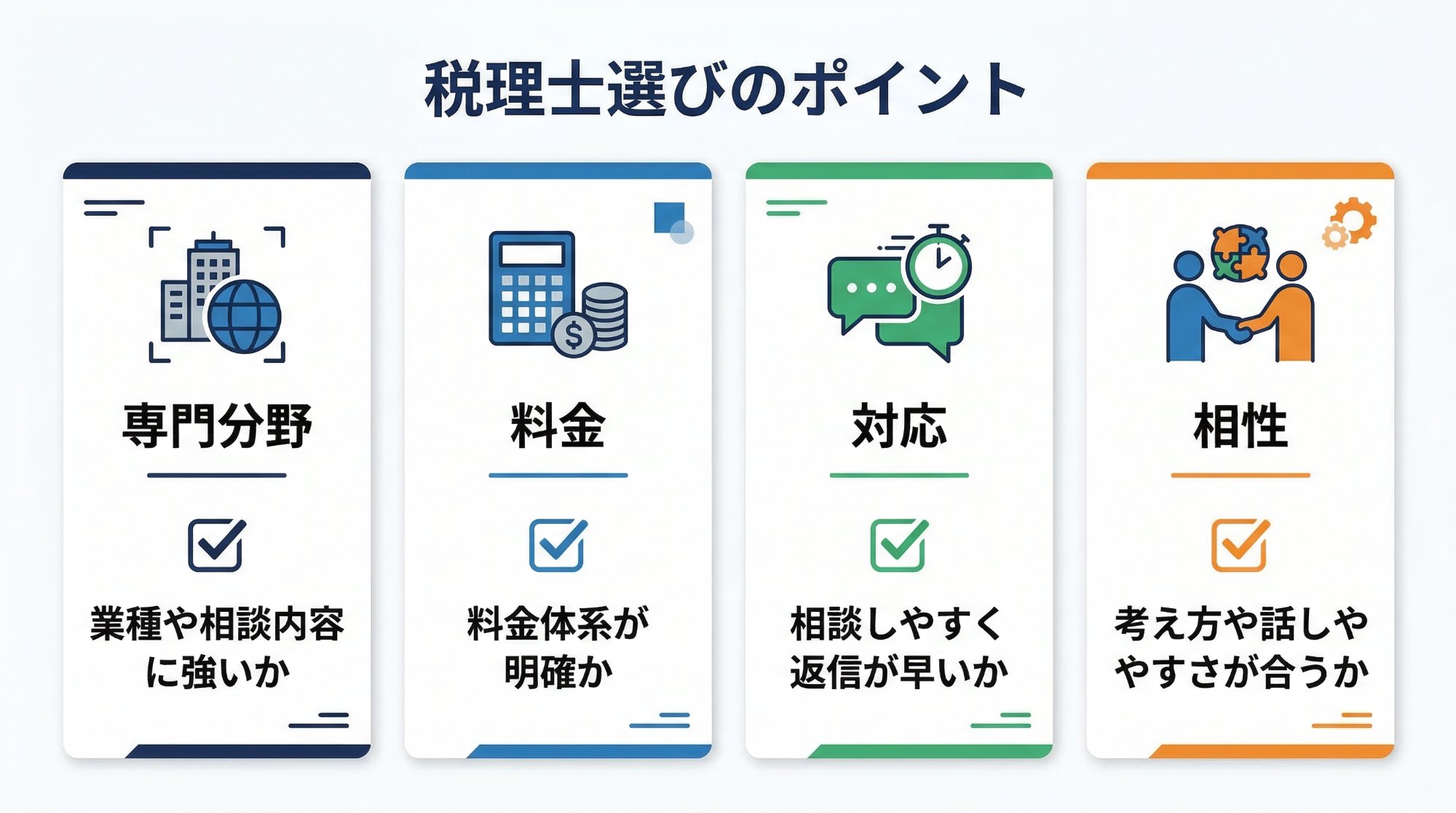 税理士の選び方のポイントを整理した図